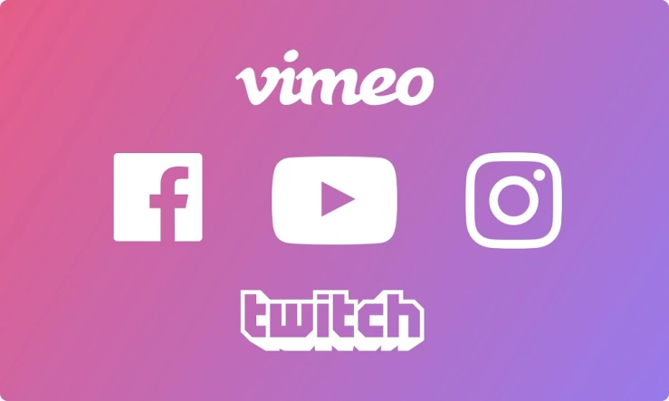 Eventfrog Live Plattformen - Vimeo, Facebook, Instagram, Twitch, YouTube