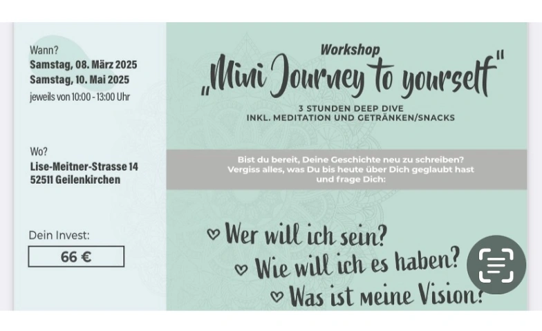 Journey to yourself, Mini Workshop Tickets