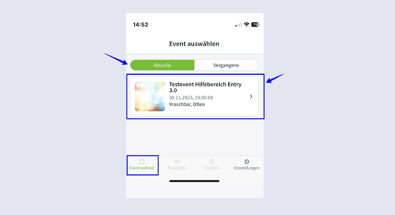 Entry App 3 0 Event wählen