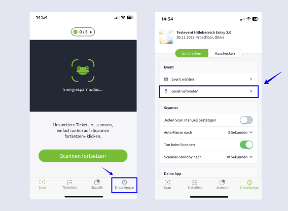 Entry App 3 0 Ger&auml;te verbinden
