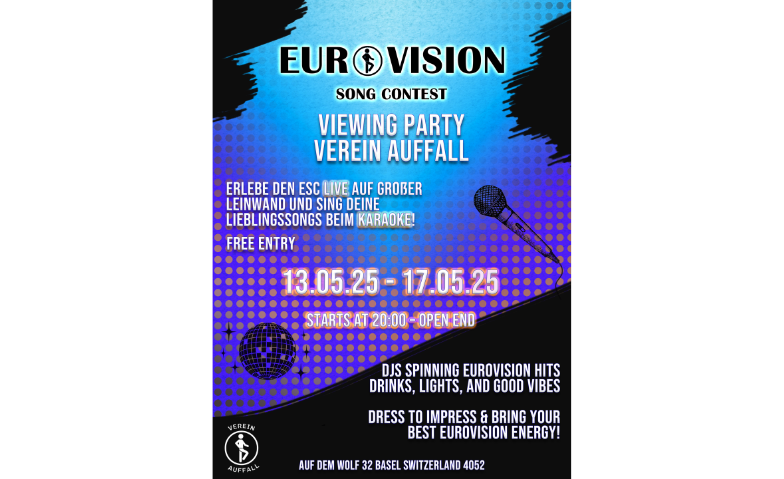 EUROVISION VIEWING PARTY &ndash; Verein Auffall l&auml;dt ein! Tickets