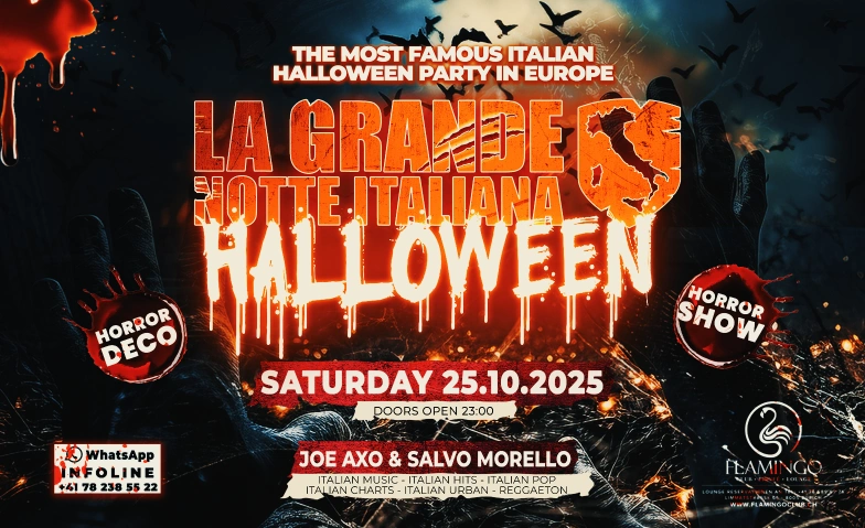La Grande Notte Italiana HALLOWEEN @ Flamingo Club Zürich Flamingo Club Zürich, Limmatstrasse 65, 8005 Zürich Billets