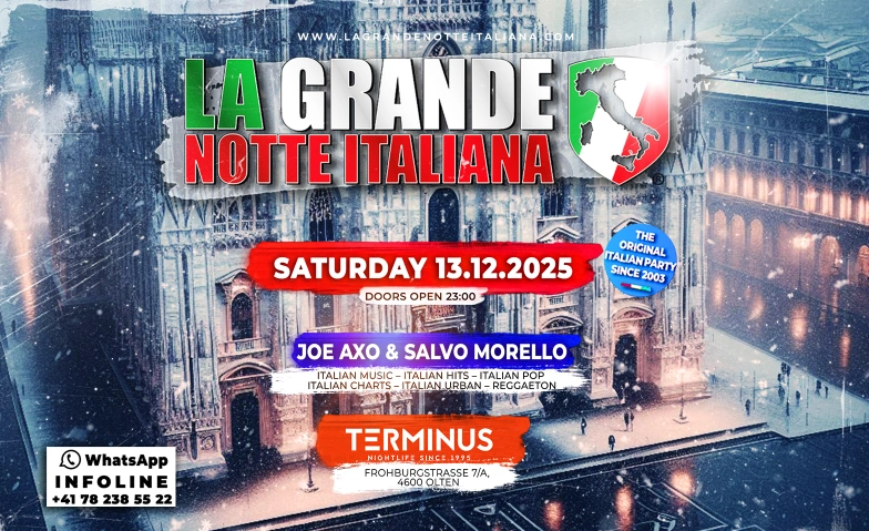 La Grande Notte Italiana Terminus Club, Froburgstrasse 7, 4600 Olten Tickets