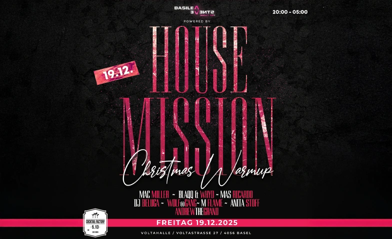 House Mission Voltahalle, Ampèreplatz 2, 4056 Basel Tickets