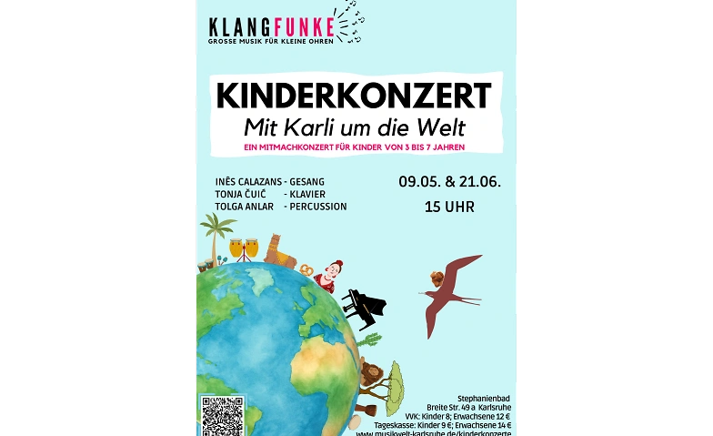 KINDERKONZERT "MIT KARLI UM DIE WELT" (3 bis 7 Jahren) Tickets