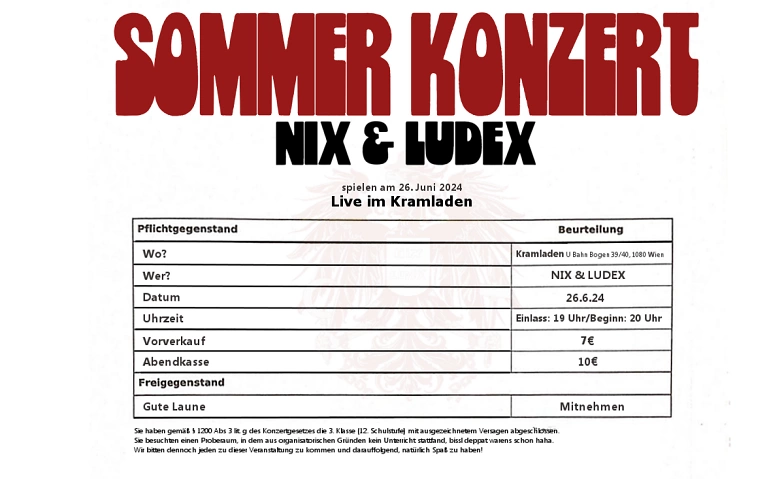 Event-Image for 'Sommerkonzert: NIX + LUDEX'