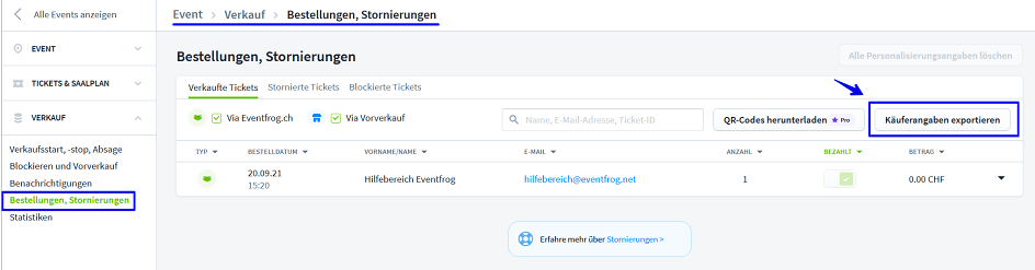 K&auml;uferangaben exportieren