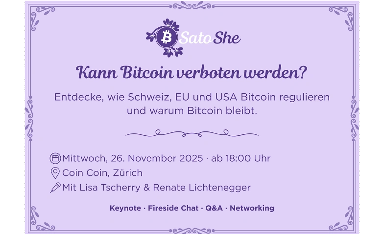 SatoShe &ndash; Kann Bitcoin verboten werden? (DE, Z&uuml;rich) Tickets