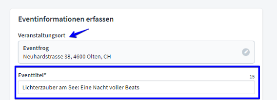 Neue Eventerfassung I