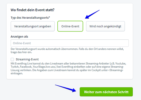 Neue Eventerfassung Ort II