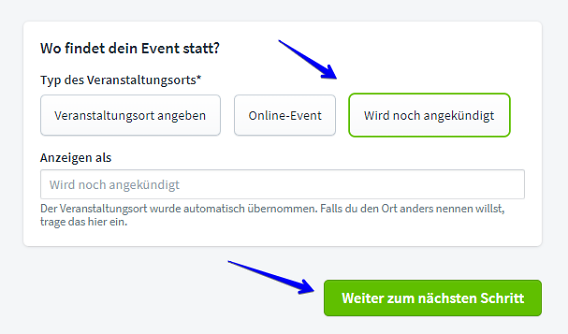 Neue Eventerfassung Ort III