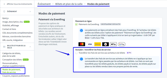 Servicekosten &uuml;bertragen CH FR I