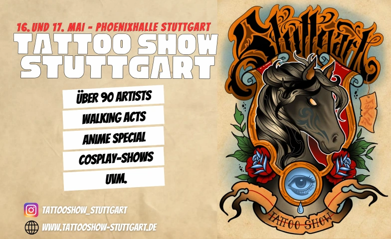 22. Internationale Tattooshow Stuttgart 2026 Phoenixhalle im R&ouml;merkastell Tickets