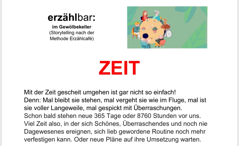 Event-Image for 'Ertzählcafé zum Thema ZEIT'