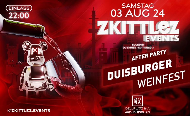 Zkittlez Events 03.08.2024 Bora Duisburg Bora Duisburg Dellplatz, Dellplatz 16A, 47051 Duisburg Tickets